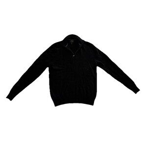 QI Cashmere 1/4 Zip Sweater Black Mens Size XL 100% Luxury Preppy